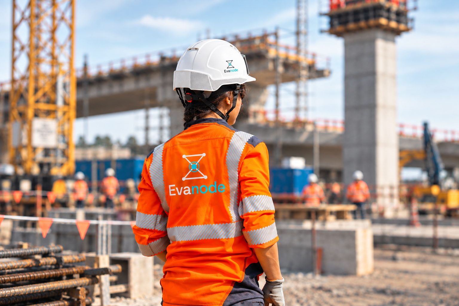 Evanode technician on a bridge construction site
